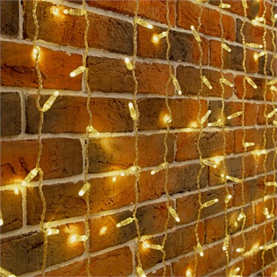 Гирлянда светодиодная Занавес 2х9м 1200 LED ТЕПЛЫЙ БЕЛЫЙ прозрачный ПВХ IP65 эффект мерцания соединяется 230В нужен блок 303-500-1 NEON-NIGHT 235-696 - фото 154346