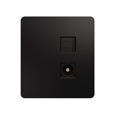 Розетка ROUND компьютерная RJ45 кат6 + TV с/у оникс KRANZ KR-78-0722-3 - фото 155277