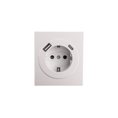 Розетка STRONG 1-ая с/з с/у з/ш 16А с USB A+C быстрой зарядки 5В/3А жемчуг KRANZ KR-78-0704-4 - фото 155287