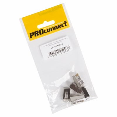 Разъем RJ-45(8P8C) под витую пару, FTP, CAT 5e, пакет, 5шт. PROconnect 05-1023-9 - фото 75459