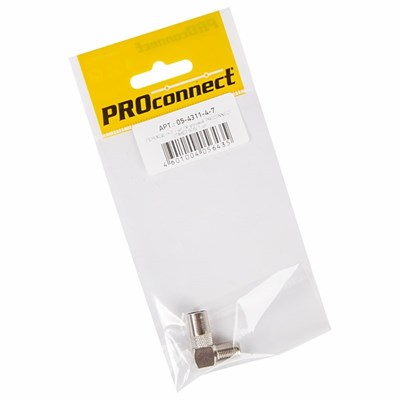 Переходник антенный, (гнездо F - штекер TV), угловой, 1 шт. PROconnect 05-4311-4-7 - фото 75579