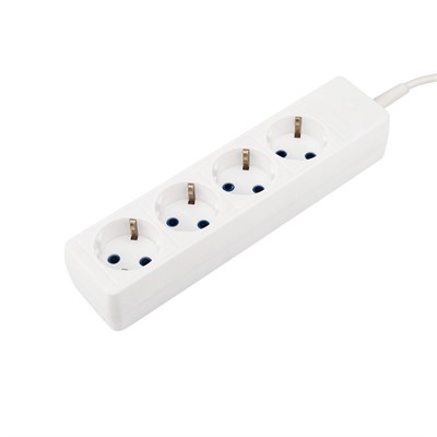 Удлинитель 4 гнезда, 5м, 3х0,75мм², с/з, белый PROconnect 11-7221 - фото 78737