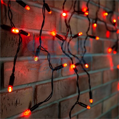 Гирлянда светодиодная Бахрома (Айсикл) 2,4х0,6м 88 LED КРАСНЫЙ черный ПВХ IP65 постоянное свечение 230В блок в комплекте NEON-NIGHT 255-042 - фото 82190