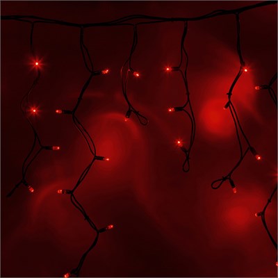 Гирлянда светодиодная Бахрома (Айсикл) 5,6x0,9м 240 LED КРАСНЫЙ черный каучук, IP67 3,3мм постоянное свечение 230В блок в комплекте NEON-NIGHT 255-242 - фото 82241