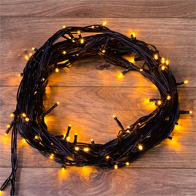 Гирлянда Нить управляемая 10м 100 LED ОРАНЖЕВЫЙ черный ПВХ IP65 свечение с динамикой 230В контроллер в комплекте NEON-NIGHT 303-151 - фото 82398