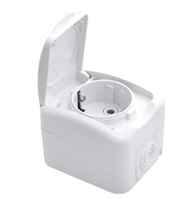 Розетка одноместная Mini OG IP54 с/з, о/у, белая KRANZ KR-78-0604 - фото 84559