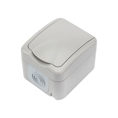Розетка одноместная (керамика) Mini OG IP54 с/з, о/у, серая KRANZ KR-78-0815 - фото 84603
