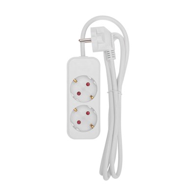 Удлинитель STANDARD 2 гнезда, 1,5м, 3х1,0мм², с/з, белый REXANT 13-4003 - фото 85619