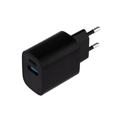 Сетевое зарядное устройство REXANT USB + Type-C, 5V, 2.4 A, черное 16-0297 - фото 85871