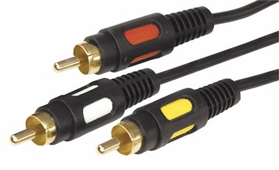 Шнур 3 RCA - 3 RCA, 3м, черный, Gold REXANT 17-0214 - фото 85994