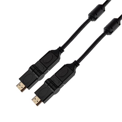 Шнур HDMI - HDMI 1.4, 2м, Gold, с фильтрами, угловой 360° REXANT 17-6204-3 - фото 86109