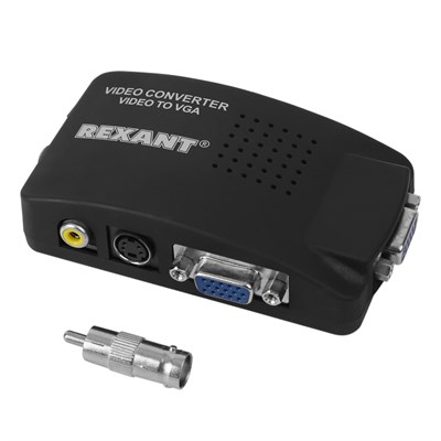 Конвертер BNC/RCA + S-video на VGA, пластик REXANT 17-6910 - фото 86162