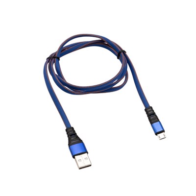 Кабель USB-A – micro USB, 2А, 1м, в джинсовой тканевой оплетке, плоский REXANT 18-1163 - фото 86251