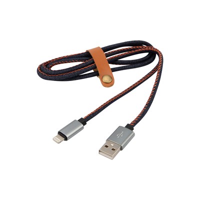 Кабель USB-A – Lightning для Apple, 2,4A, 1м, в нейлоновой оплетке (джинсовая ткань) REXANT 18-4248 - фото 86382