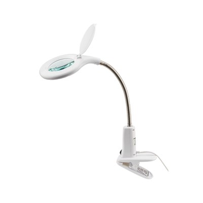 Лупа настольная 3D+12D с подсветкой 40 LED, прищепка, ø100мм, белая REXANT 31-0244 - фото 87089