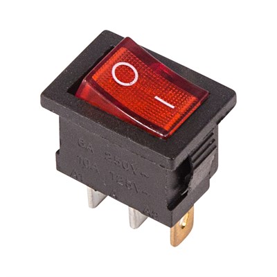 Выключатель клавишный 250V 6А (3с) ON-OFF красный с подсветкой Mini (RWB-206, SC-768) REXANT 36-2150 - фото 87316