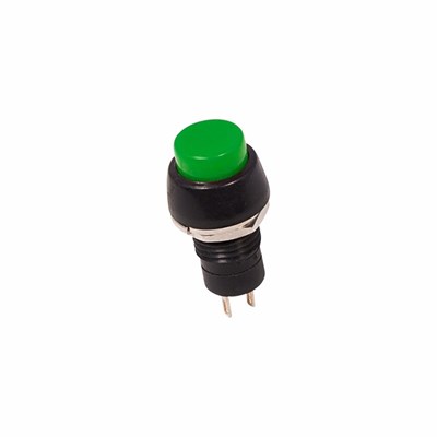 Выключатель-кнопка 250V 2А (2с) OFF-(ON) Б/Фикс зеленая Micro (PBS-20В) REXANT 36-3083 - фото 87449