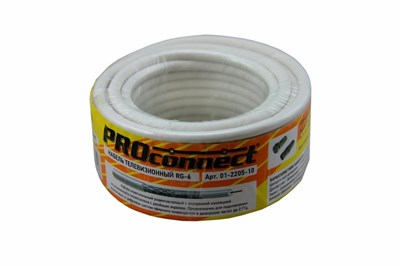 Кабель коаксиальный RG-6U, 75Ом, CCS/Al/Al, 48%, 10м, INDOOR, белый PROconnect 01-2205-10 - фото 89732