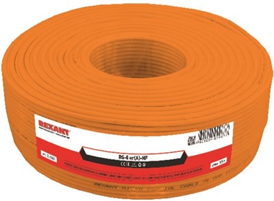 Кабель коаксиальный RG-6U нг(А)-HF, Cu/Al/Cu, 64%, 75Ом, 100м, INDOOR, оранжевый REXANT 01-2654 - фото 89772