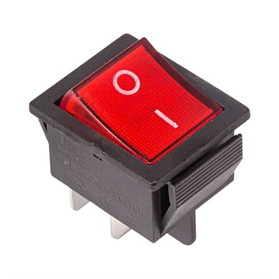 Выключатель клавишный 250V 16А (4с) ON-OFF красный  с подсветкой (RWB-502, SC-767, IRS-201-1)  REXANT (в упак. 1шт.) 06-0303-B - фото 90525