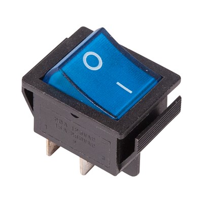 Выключатель клавишный 250V 16А (4с) ON-OFF синий  с подсветкой (RWB-502, SC-767, IRS-201-1)  REXANT (в упак. 1шт.) 06-0306-B - фото 90528
