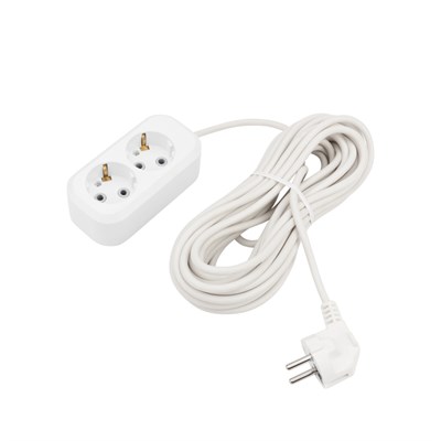 Удлинитель 2 гнезда, 10м, 3х0,75мм , с/з, белый PROconnect 11-7201 - фото 92614