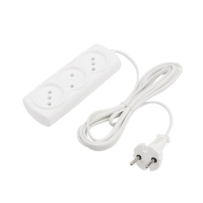Удлинитель STANDARD 3 гнезда, 3м, 2х0,75мм² , б/з, белый PROconnect 11-7211 - фото 92624