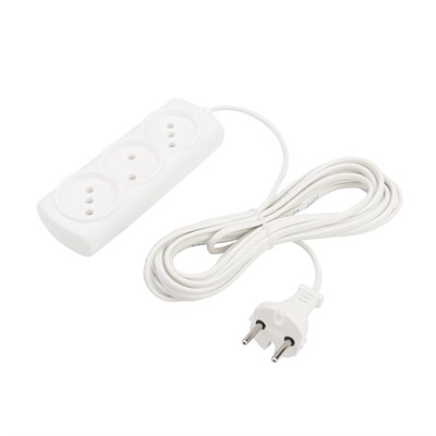 Удлинитель STANDARD 3 гнезда, 5м, 2х0,75мм², б/з, белый PROconnect 11-7214 - фото 92627