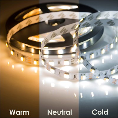 Лента светодиодная 12В, SMD5050, 60 LED/м, 6000К+3000К, 12мм, 5м, IP65 LAMPER 141-244 - фото 94216