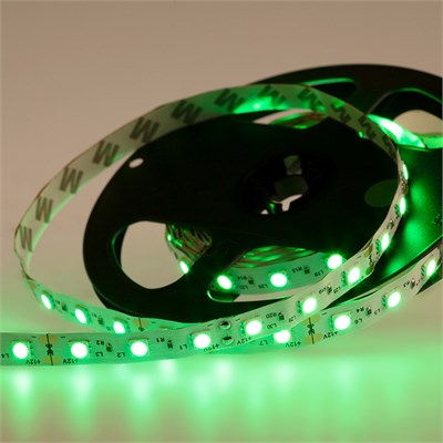 Лента светодиодная 12В, SMD5050, 14,4Вт/м, 60 LED/м, зеленый, 10мм, 5м, IP20 LAMPER 141-464 - фото 94251