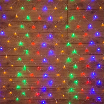 Гирлянда Сеть 1,5х1,5м, прозрачный ПВХ, 96 LED Мультиколор 215-109 - фото 95157