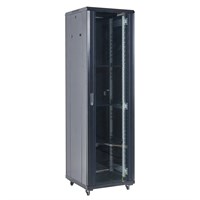 Напольный шкаф 19" 42U 600×600×2054 (ШxГxВ), дверь стекло, металлическая задняя дверь, боковые съемные стенки, RAL 9005 REXANT 04-4266-212