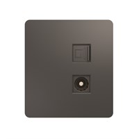 Розетка ROUND компьютерная RJ45 кат6 + TV с/у титан KRANZ KR-78-0722-2
