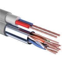 Мульти-кабель FTP 4PR, 24AWG, CAT5e+2х0,75 мм  (бухта 200 м) серый REXANT 01-4046
