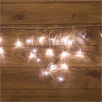 Гирлянда Бахрома (Айсикл), 1,8х0,5м, 48 LED БЕЛЫЕ, прозрачный ПВХ, IP20, свечение с динамикой, 230В, не соединяется 255-015
