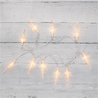 Гирлянда светодиодная Сосульки 1,5 м, 10 LED, прозрачный ПВХ, цвет свечения теплый белый, 2 х АА (батарейки не в комплекте) NEON-NIGHT 303-093