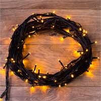 Гирлянда Нить управляемая 10м 100 LED ОРАНЖЕВЫЙ черный ПВХ IP65 свечение с динамикой 230В контроллер в комплекте NEON-NIGHT 303-151
