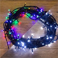 Гирлянда Нить управляемая 10м 100 LED БЕЛЫЙ/МУЛЬТИКОЛОР черный ПВХ IP65 свечение с динамикой 230В контроллер в комплекте NEON-NIGHT 303-155