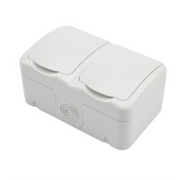 Блок горизонтальный 2 розетки Mini OG IP54 с/з, о/у, белый KRANZ KR-78-0606
