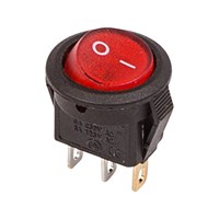 Выключатель клавишный круглый 250V 3А (3с) ON-OFF красный с подсветкой Micro (RWB-106, SC-214) REXANT 36-2530