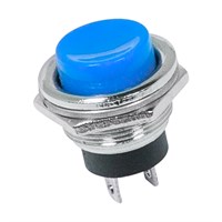 Выключатель-кнопка металл 250V 2А (2с) OFF-(ON) Ø16.2 синяя (RWD-306) REXANT 36-3352