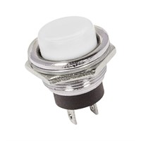 Выключатель-кнопка металл 250V 2А (2с) OFF-(ON) Ø16.2 белая (RWD-306) REXANT 36-3355