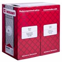 Кабель витая пара U/UTP, CAT 5e, PVC, 1PR, 24AWG, INDOOR, SOLID, серый, 305м REXANT 01-0002