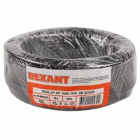 Кабель витая пара U/UTP, CAT 5e, PE, 4PR, 24AWG, OUTDOOR, SOLID, черный, 25м, REXANT 01-0045-25