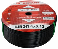 Кабель ШВЭП (ШСм, 4x0,12 мм², 200 м, черный, REXANT 01-4034