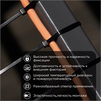 Стяжка кабельная нейлоновая 700x9,0мм, черная (100 шт/уп) REXANT 07-0701-9