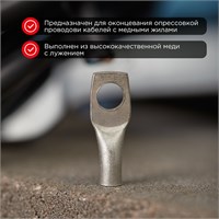 Наконечник медный луженый ТМЛ-Р 4–6 (4мм² - Ø6мм) (в упак. 10 шт.) REXANT 07-5304-2
