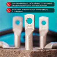 Наконечник медный луженый ТМЛ 35–10–10 (35мм² - Ø10мм) ГОСТ 7386-80 (в упак. 5 шт.) REXANT 07-5320