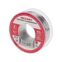 Припой с канифолью, 100г, Ø1мм, (олово 60%, свинец 40%), катушка, блистер REXANT 09-3203