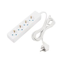 Удлинитель 4 гнезда, 3м, 3х0,75мм², с/з, белый PROconnect 11-7219